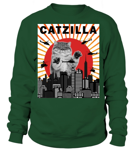 Catzilla attacks city Funny Cat Lover vintage Sweatshirt Unisex