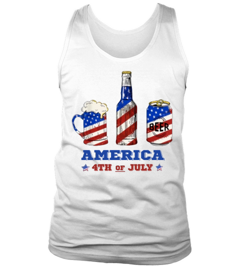 Beer Drinking USA Flag Beer Lover America 4th Of July shirt Tank Top Unisex