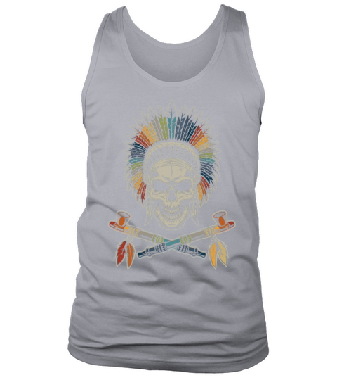 Retro Native American Chief Skull Traditional Pipe Tank Top Unisex