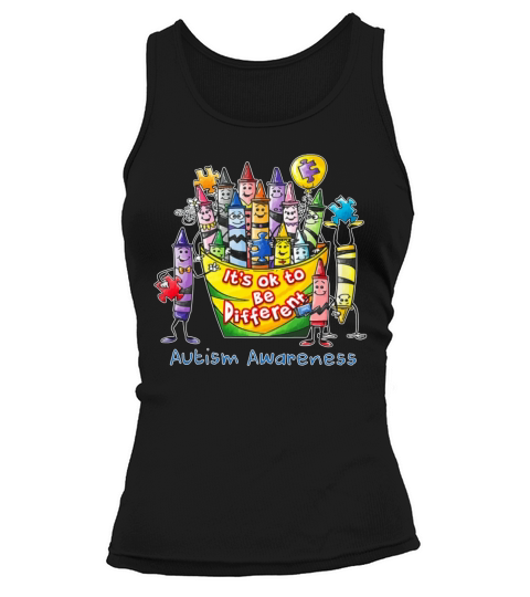 Crayons it’s ok to be different Autism Awareness shirt Tank top Woman