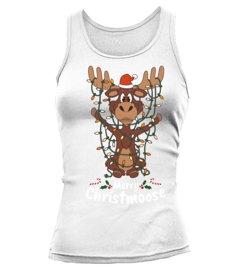 Merry Christmoose Christmas Moose Xmas Tree Lights Tank top Woman