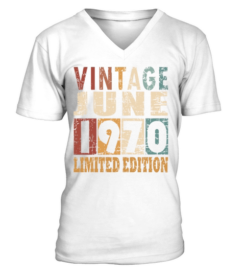 1970 vintage born in June gift V-Neck T-shirt