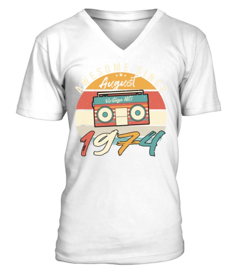 1974 July Vintage V-Neck T-shirt