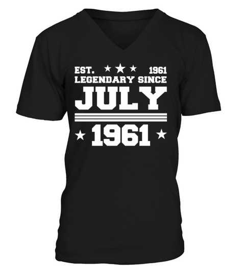 61st birthday July vintage 1961 gift idea V-Neck T-shirt