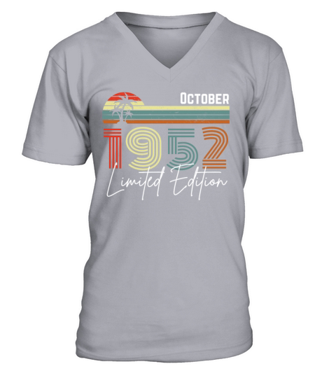 70 Years October 1952 Vintage Limited Edition V-Neck T-shirt