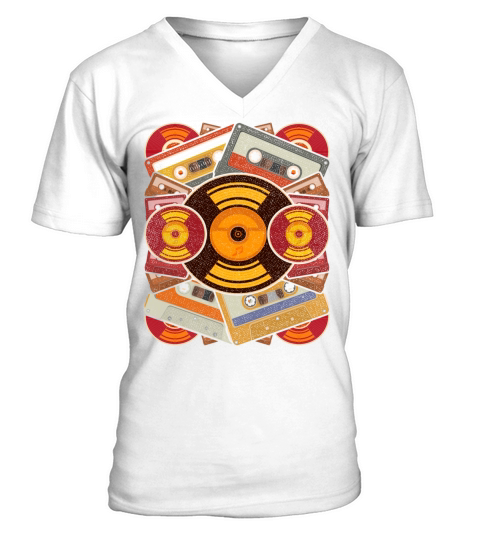 80s music retro eighties gift cassette V-Neck T-shirt
