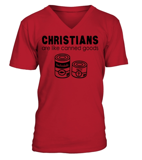 Canned Goods Christian V-Neck T-shirt