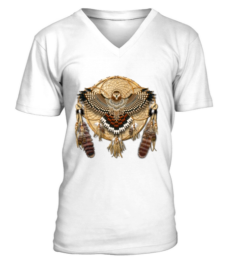 Funny Vintage Tshirt for Red-Tailed Hawk Native American Mandala - Mens Premium T-Shirt V-Neck T-shirt