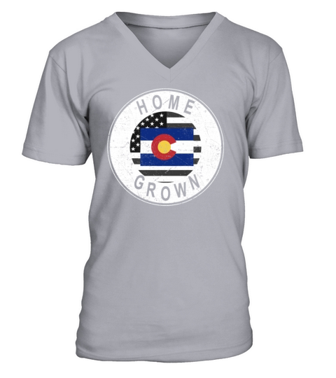 Land Map America US Flag Home Grown Colorado V-Neck T-shirt