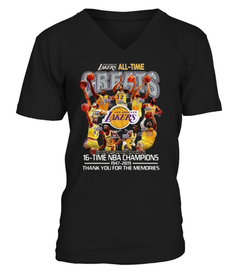 Los Angeles Lakers all time 16 time NBA champions V-Neck T-shirt