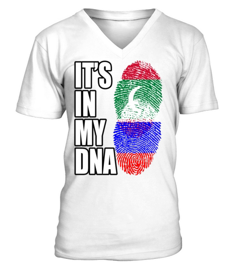 Maldivian And Russian Mix Heritage DNA Flag V-Neck T-shirt