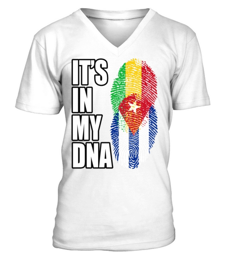 Malian And Cuban Mix Heritage DNA Flag V-Neck T-shirt
