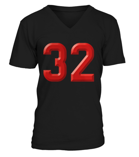 Red Number 32 T-Shirt V-Neck T-shirt