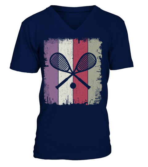Retro Squash Player Team Fans Lovers Coaches Gift V-Neck T-shirt