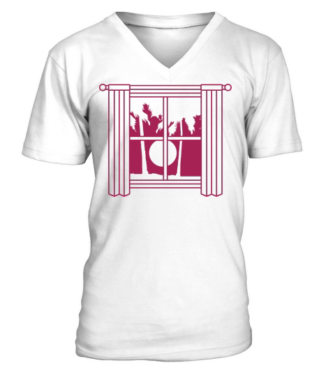 Sun palm tree window V-Neck T-shirt