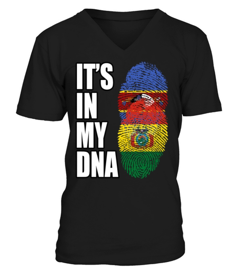 Swazi And Bolivian Vintage Heritage DNA Flag V-Neck T-shirt