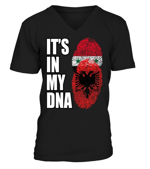 Syrian And Albanian Vintage Heritage DNA Flag V-Neck T-shirt