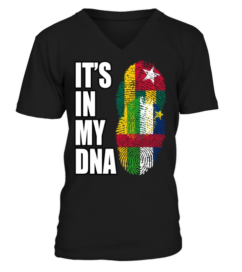 Togolese And Central African Mix Heritage DNA Flag V-Neck T-shirt