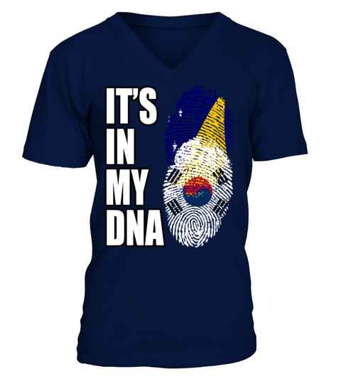Tokelauan And South Korean Mix Heritage DNA Flag V-Neck T-shirt