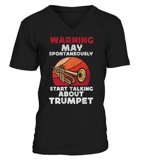 Trumpet Player Vintage Retro V-Neck T-shirt
