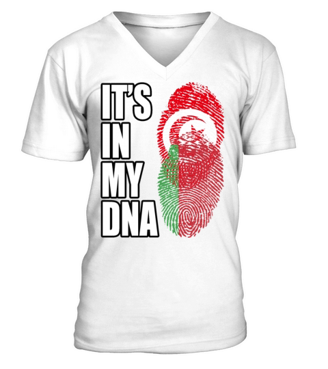 Tunisian And Belarusian Mix Heritage DNA Flag V-Neck T-shirt
