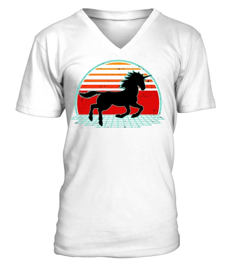 Unicorn Retro Vintage 80s Horse Lover V-Neck T-shirt