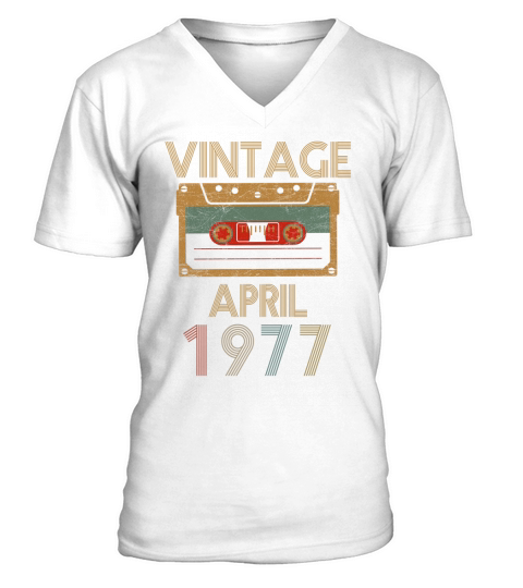 Vintage- Birthday In April 1977 V-Neck T-shirt