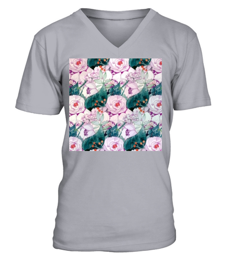 Watercolor beautiful floral seamless pattern V-Neck T-shirt