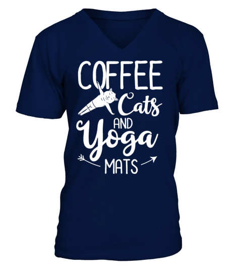Yoga Cat Beginner Workout Poses Quotes Meditation V-Neck T-shirt