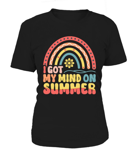 I got my mind on summer Retro Rainbow Vacation Women's T-Shirt