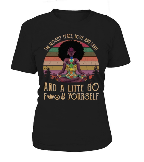 Vintage Black Queen Yoga I’m Mostly Peace Love And Light shirtn - Ladies Flowy Tank Women's T-Shirt