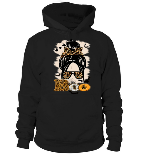 Boo Halloween Sunglasses Pumpkin Leopard Hoodie Unisex