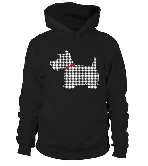Scottie Dog Scottish Terrier T Shirt Black White Plaid Hoodie Unisex