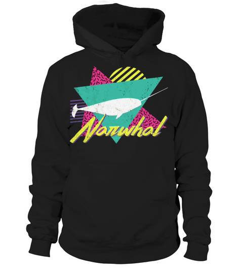Vintage Retro 80S Or 90S Narwhal Hoodie Unisex