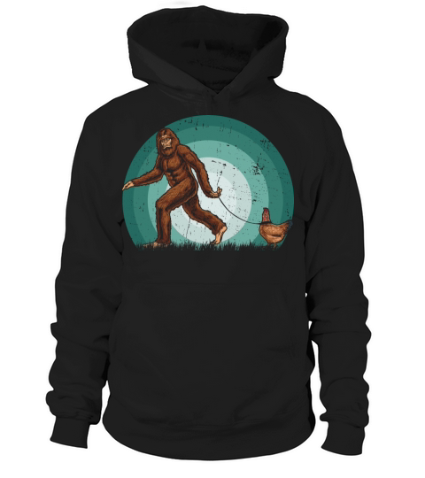 Vintage Silhouette Bigfoot Sasquatch Chicken Lover Hoodie Unisex
