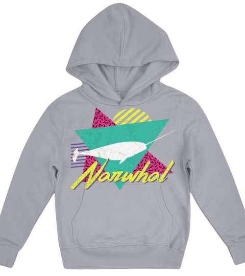Vintage Retro 80S Or 90S Narwhal Kids Hoodie