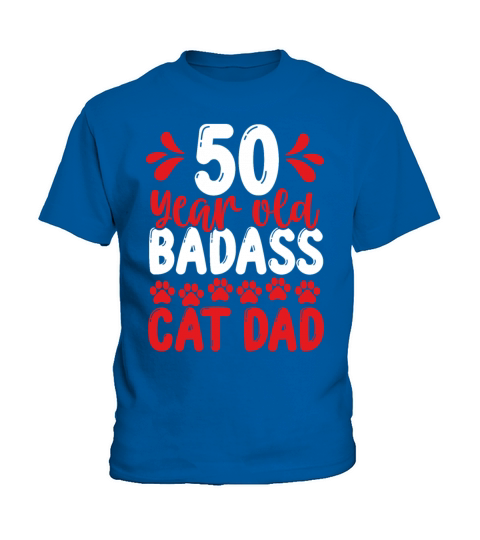 50 Year Old Cat Dad Funny Cat Father 50th Birthday Kids T-Shirt