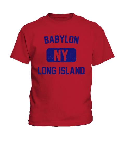 Babylon Long Island NY Distressed Print Retro Phys Ed Navy Blue Print Kids T-Shirt