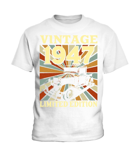 Classic And Old Car 1947 Vintage 75th Birthday Kids T-Shirt