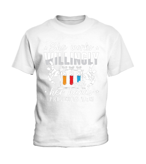 Lab Tech She Works Willingly Laboratory Technician Kids T-Shirt