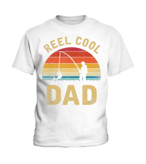 Mens Vintage Reel Cool DAD Fish Fishing Shirt Fathers Day Gift Kids T-Shirt