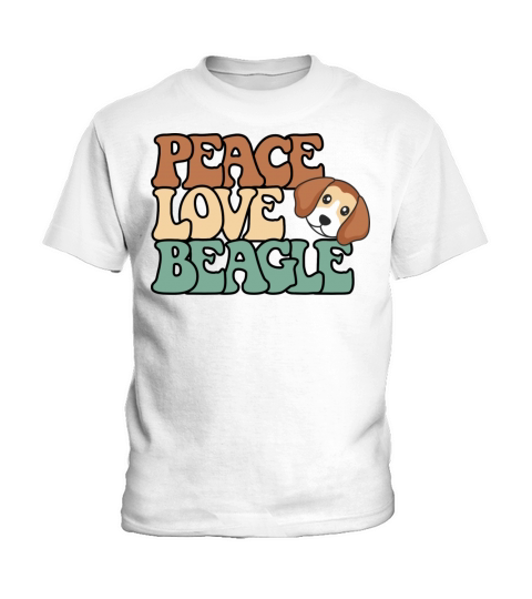 Peace Love Beagle BOHO With Vintage Font Kids T-Shirt