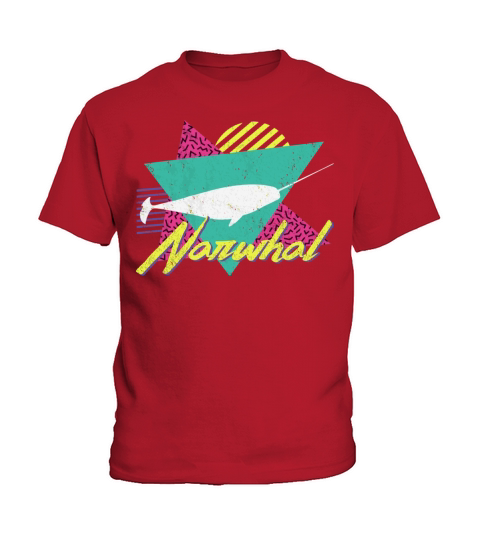 Vintage Retro 80S Or 90S Narwhal Kids T-Shirt