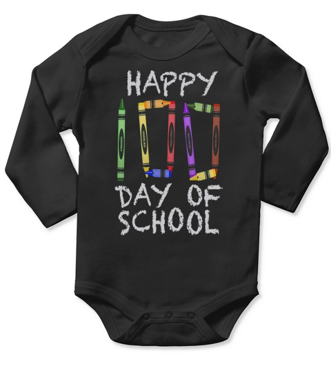 100th Day of School Shirt Crayon 100 for Teacher or Child Long Sleeve Baby One-Piece