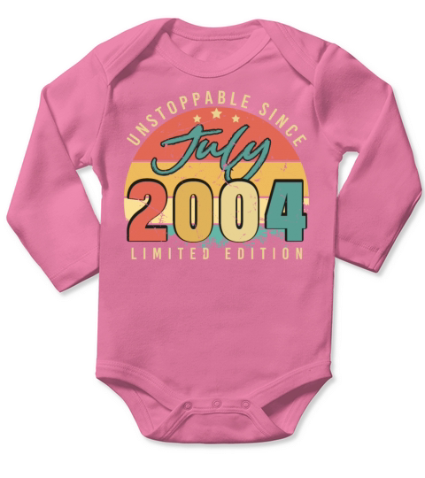 18th Birthday Of July 2004 Long Sleeve Baby One-Piece