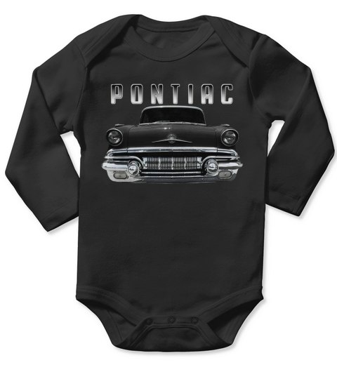 1957 Pontiac Front Black Long Sleeve Baby One-Piece