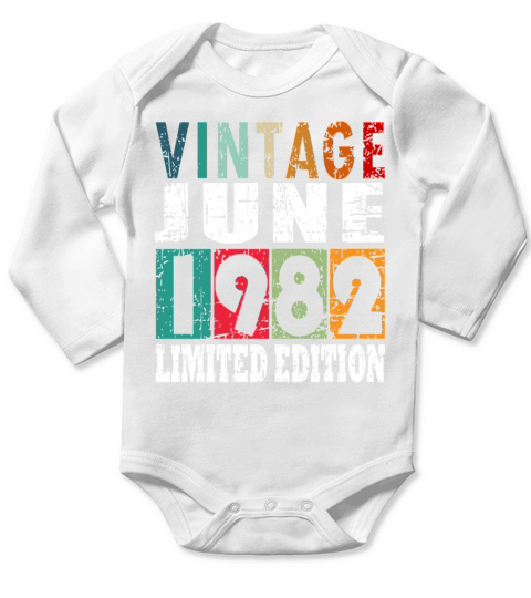 1982 vintage born in June gift Long Sleeve Baby One-Piece