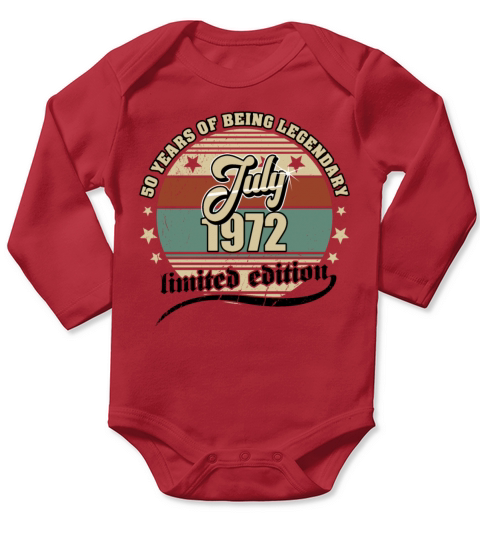 50th Birthday July 1972 Vintage 50 Years Legendary Long Sleeve Baby One-Piece
