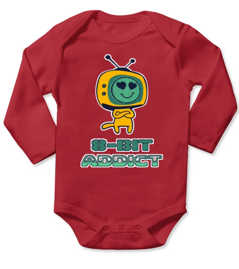 8 Bit Addict Retro Gaming Gamers Long Sleeve Baby One-Piece