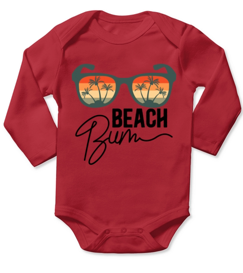 Beach Bum Vintage Sunset Sunglasses Palm Trees Long Sleeve Baby One-Piece